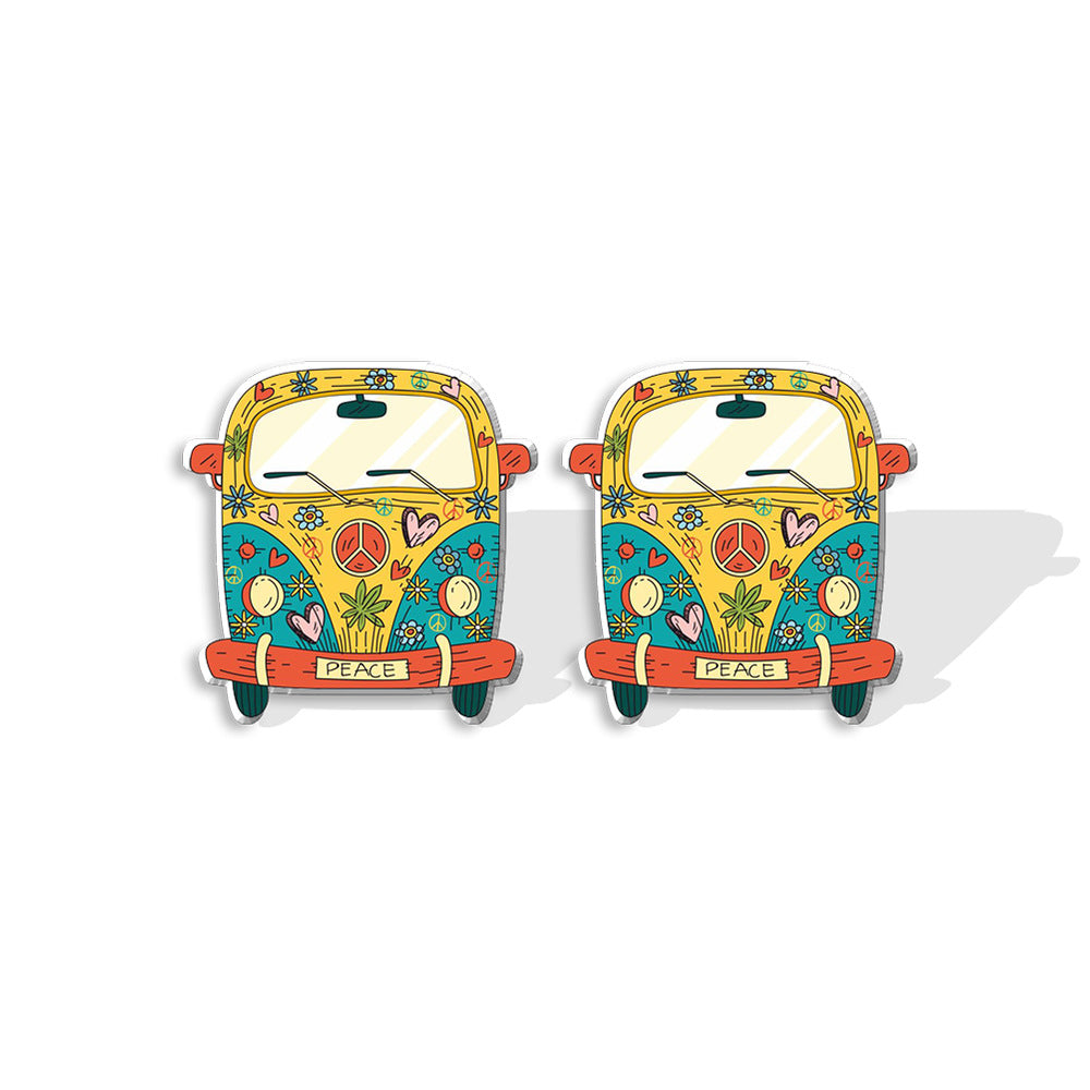 Wholesale Sunflower School Bus Heat Shrink Sheet Acrylic Earrings